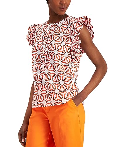 Charter Club Petite Printed Ruffle Sleeve Shirt