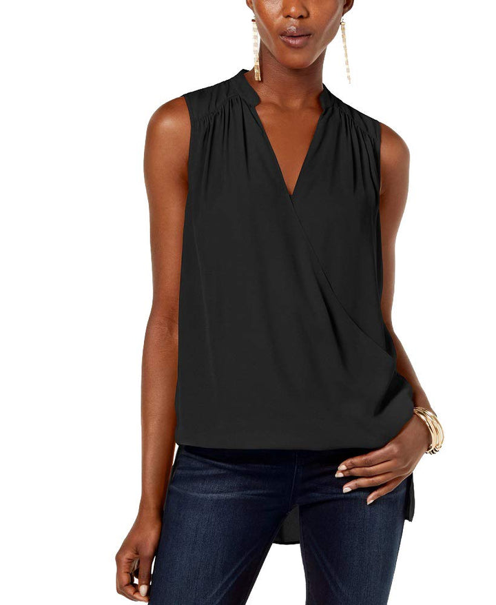High Low Surplice Neck Top