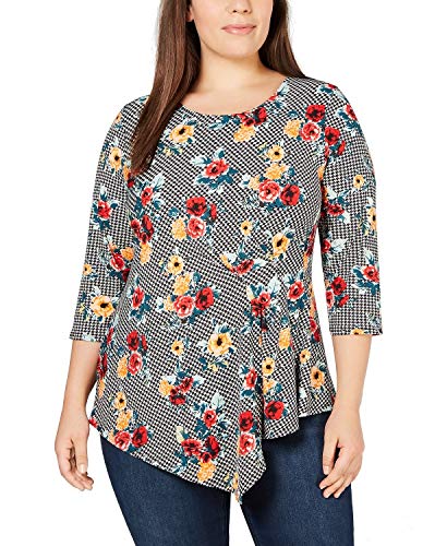 NY Collection Plus Size Side Pleated Printed Top