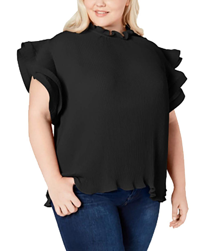 NY Collection Plus Size Pleated Bell Sleeve Top