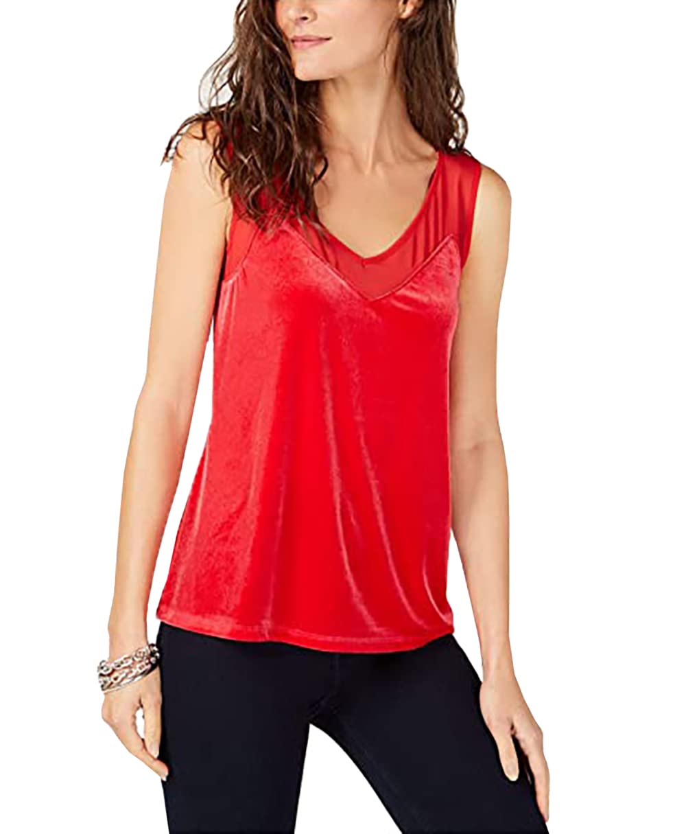 Petite Velvet Illusion V Neck Tank Top