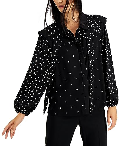 Alfani Dot Printed Tie Neck Top
