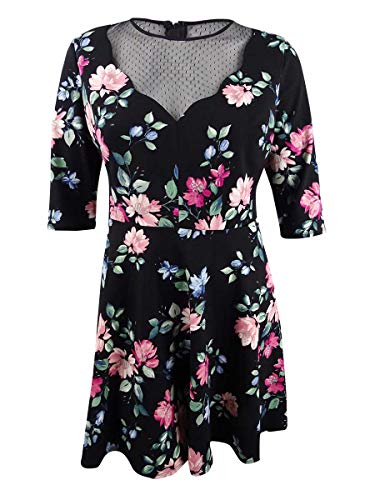 City Studios Trendy Plus Size Illusion Fit Flare Dress