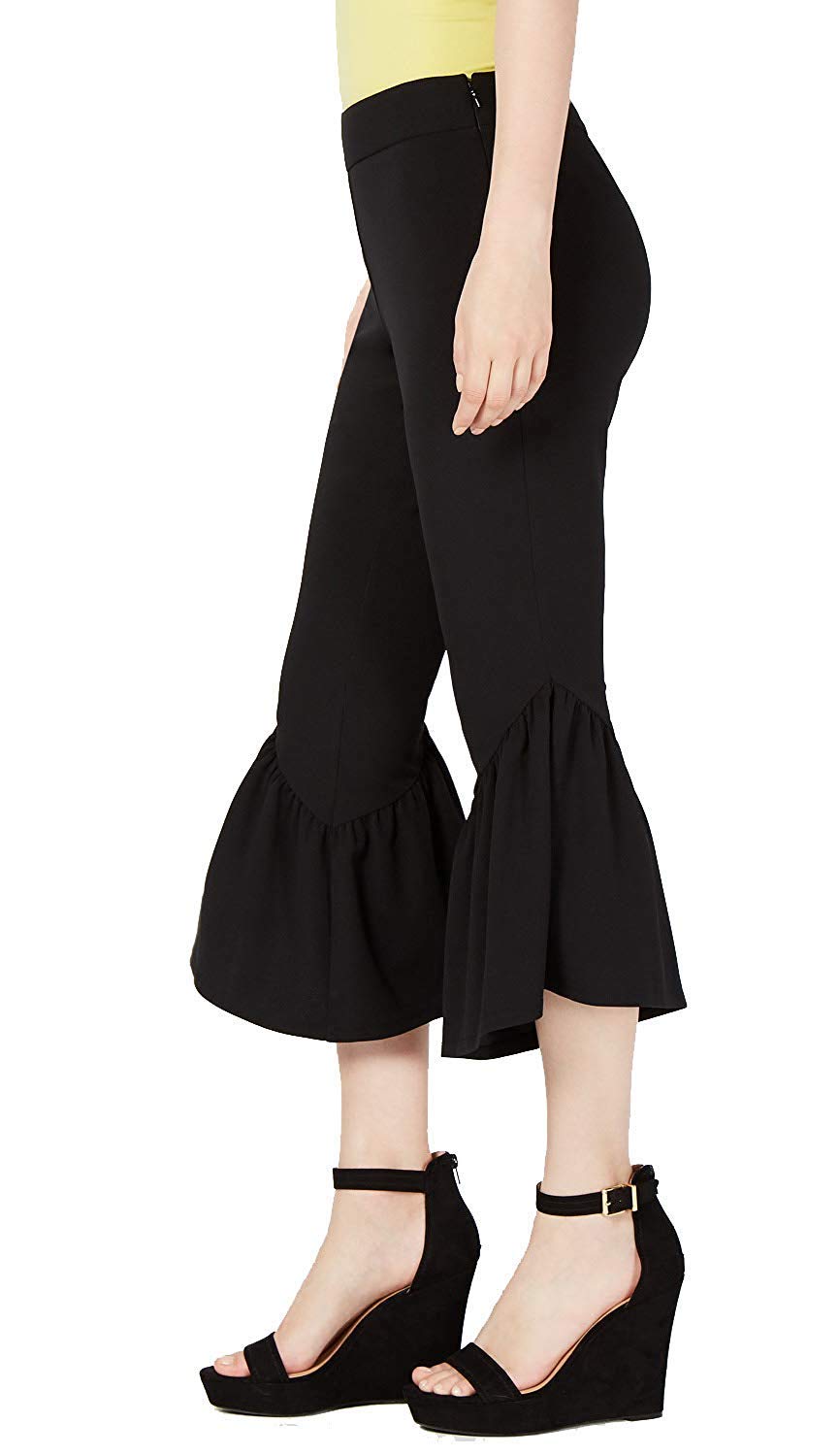 I.N.C. Cropped Ruffle-Hem Cr&ecirc;pe Pants
