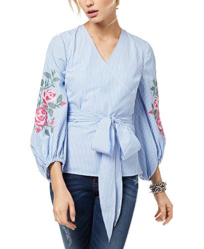 I.N.C. Embroidered Striped Blouse