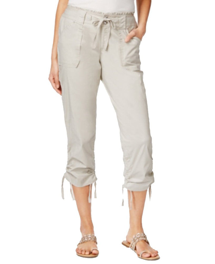 INC International Concepts Ruffled Waist Cropped Cargo Pants