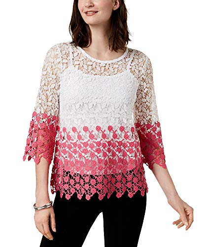 Charter Club Petite Colorblocked Lace Top