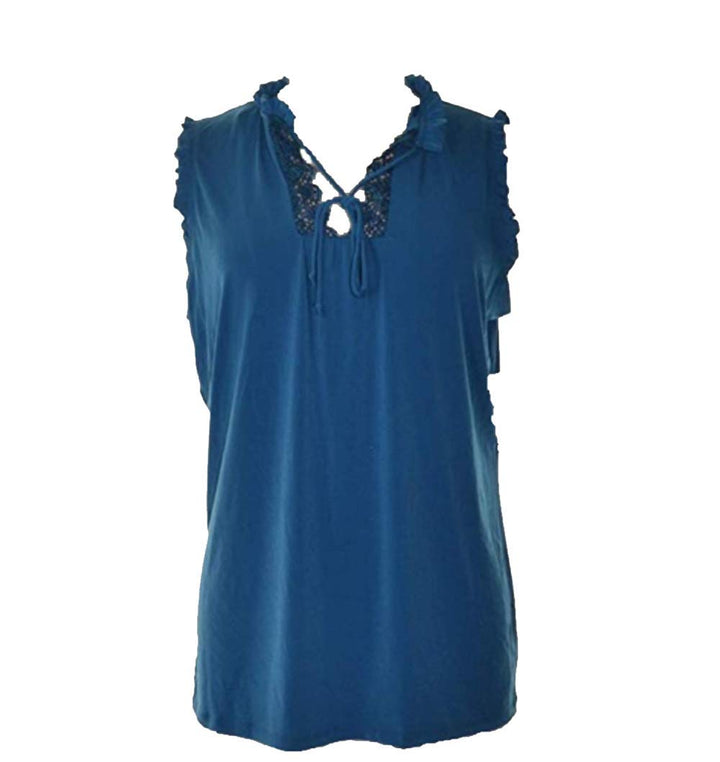 NY Collection Solid Ruffled Blouse