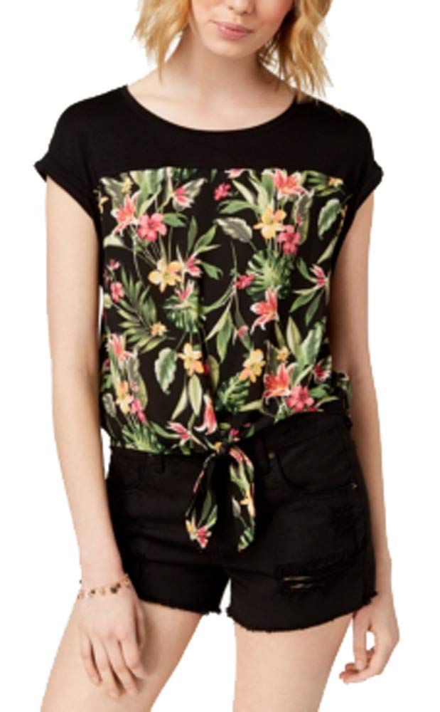 Juniors' Tie-Front Top