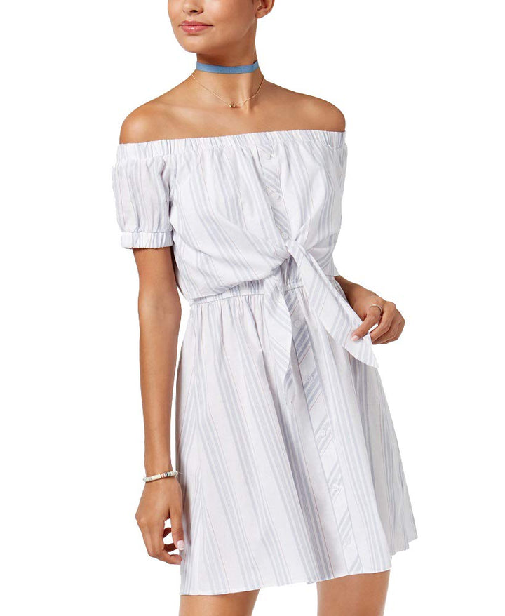 Ultra Flirt Juniors Cotton Off The Shoulder Fit Flare Dress