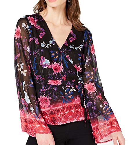 Printed Bell Sleeve Wrap Top