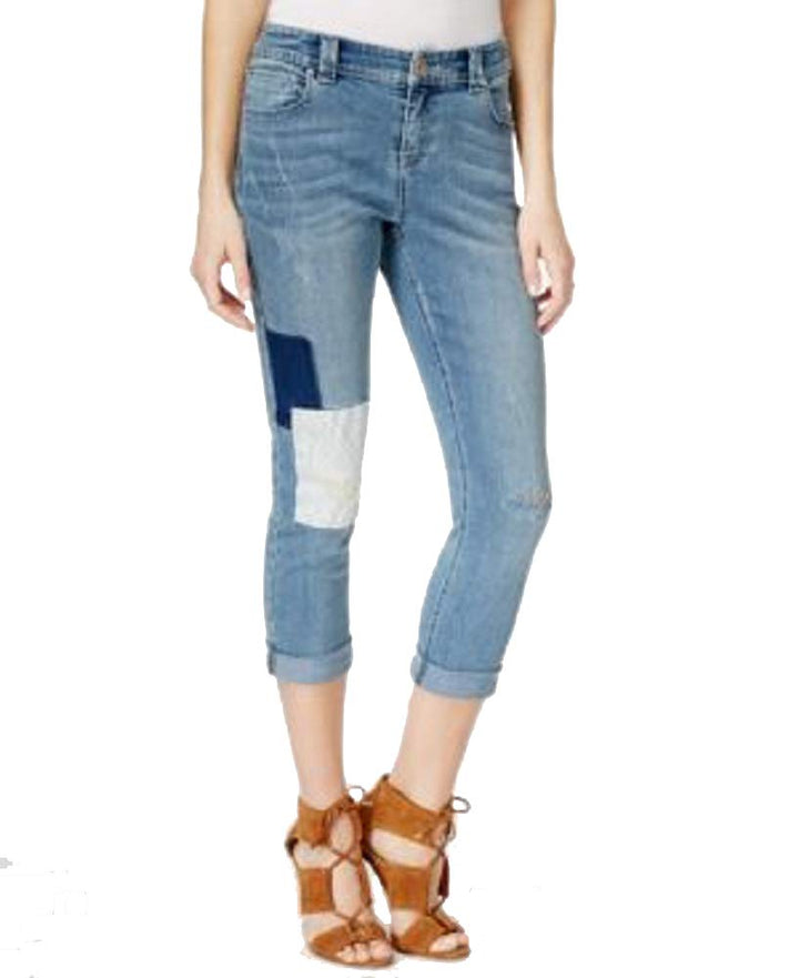 Womens Cropped Patchwork Jeans