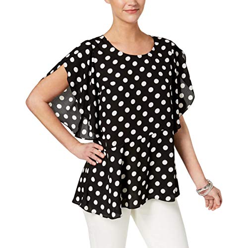 NY Collection Cape Sleeved Asymmetrical Hem Top