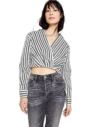 Now This Womens Cotton Faux Wrap Crop Top
