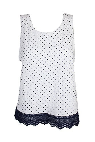 Maison Jules Cotton Polka-Dot Crochet-Contrast Top