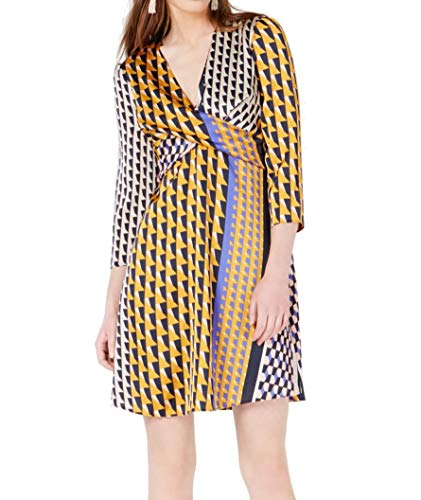 Geo-Print Twist-Front Dress