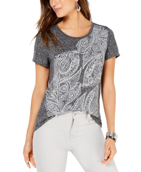 Style & Co Petite Feathers Graphic Print T-Shirt
