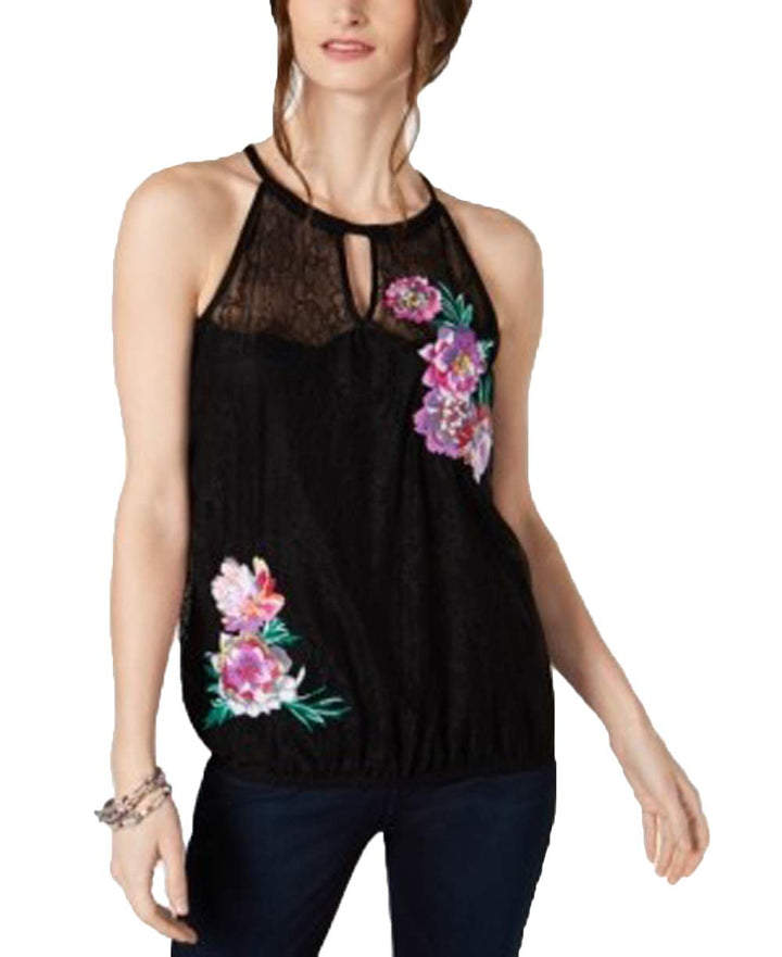 INC Lace Embroidered Halter Top