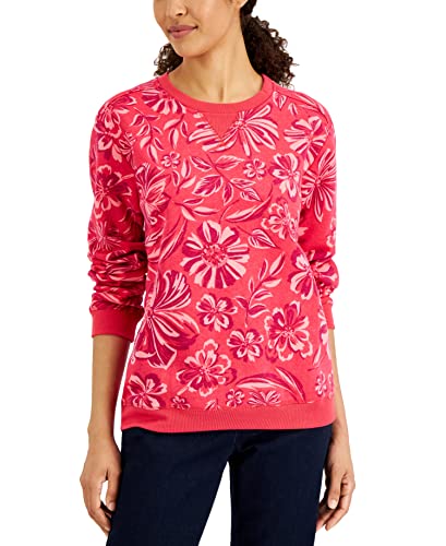 Karen Scott Womens Ojai Blooms Fleece Top