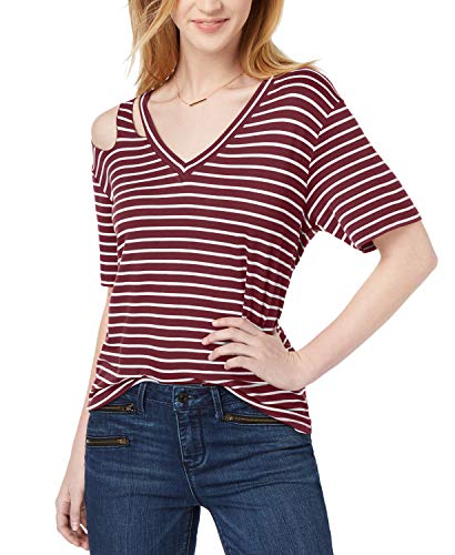 Juniors' Striped Cutout T-Shirt