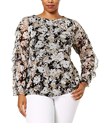 Charter Club Plus Size Ruffled Mesh Top