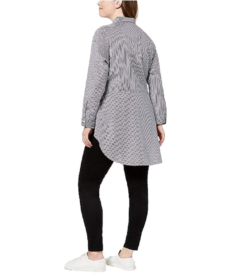 Almost Famous Trendy Plus Size Cotton Embellished High Low Peplum Shirt