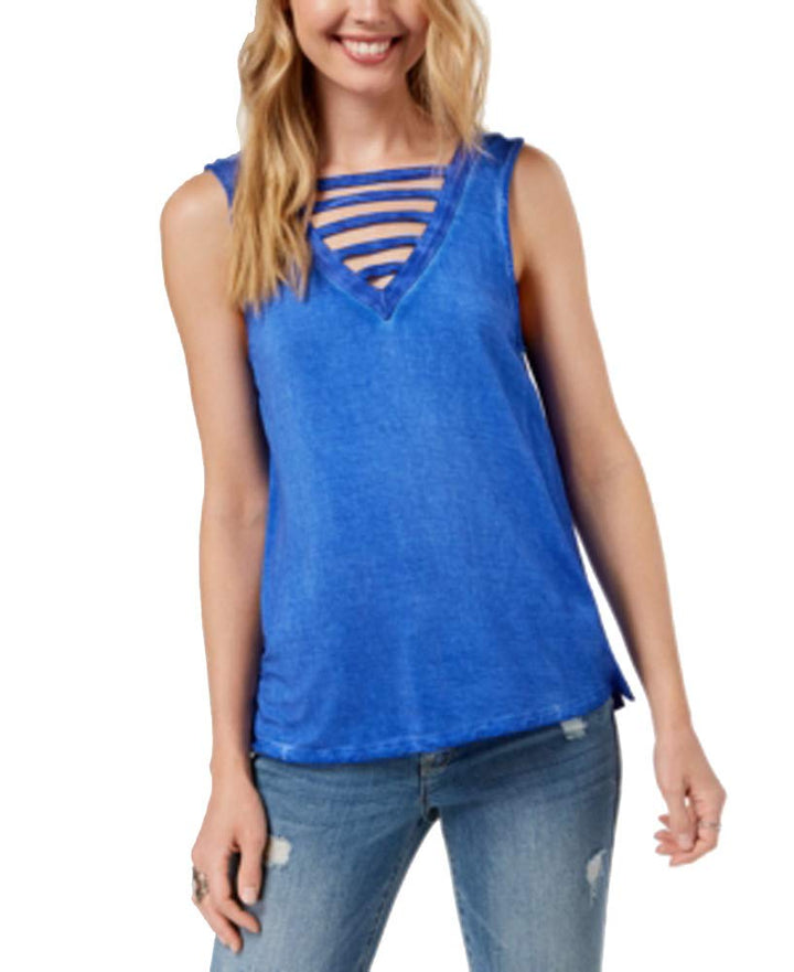 Juniors' Lattice-Front Tank Top