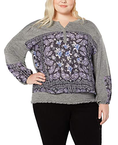 Plus Size Paisley-Print Peasant Top
