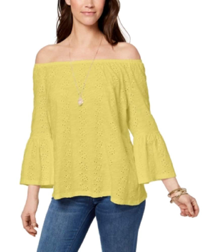 Style & Co Petite Off The Shoulder Cotton Eyelet Top