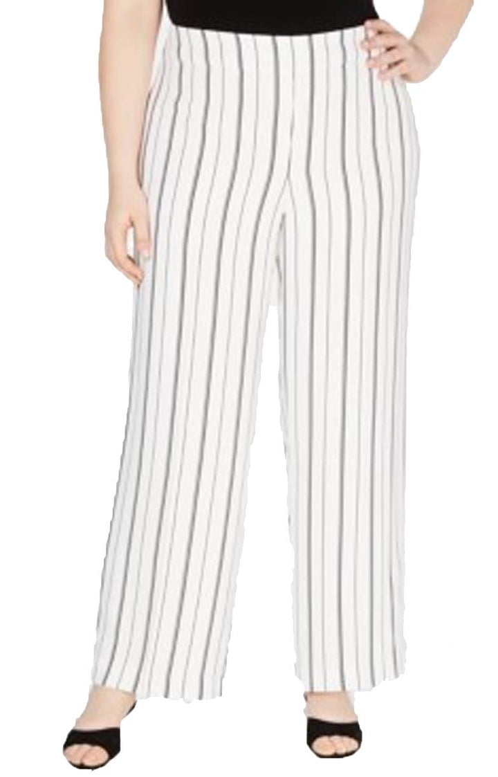 Trendy Plus Size Striped Wide-Leg Pants