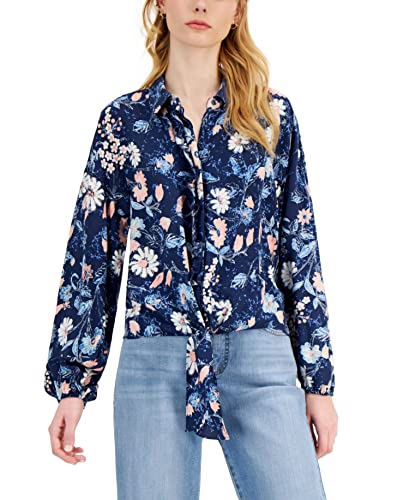 INC International Concepts Printed Tie Hem Top