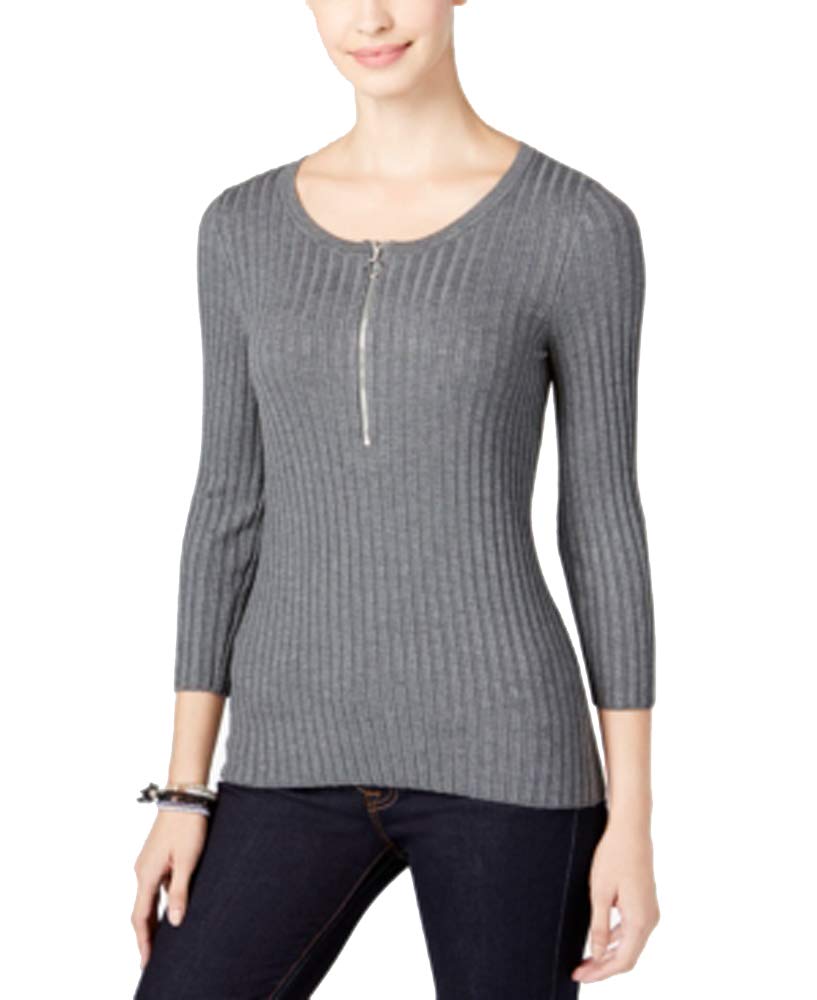 Inc International Concepts Petite Zip-Up Ribbed Sweater