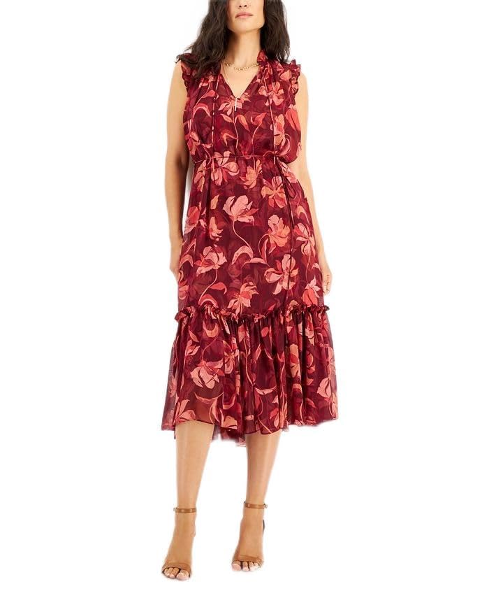 INC International Concepts Womens Floral Print Flutter Sleeve Dress