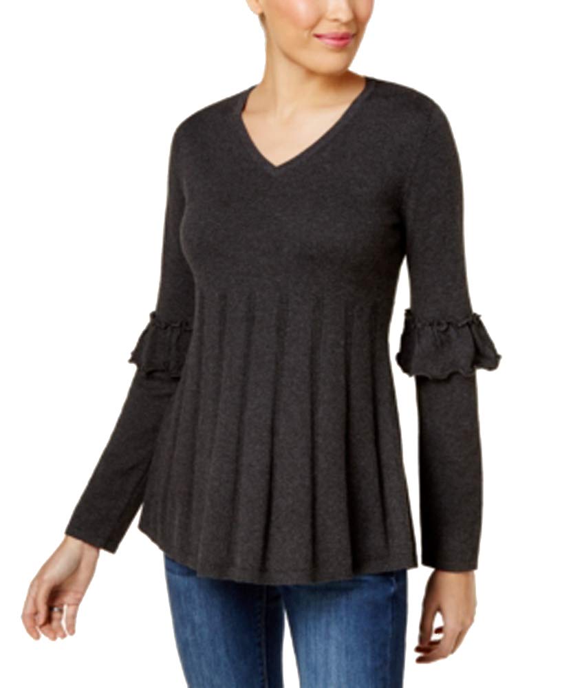 Petite Pleated Ruffle-Sleeve Sweater