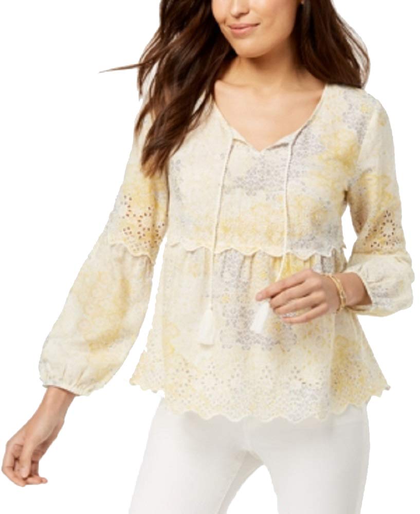 Eyelet Bell-Sleeve Top