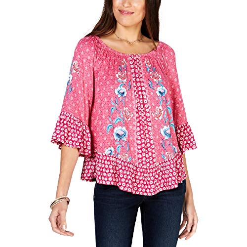Style & Co Petite Floral Print Off The Shoulder Top