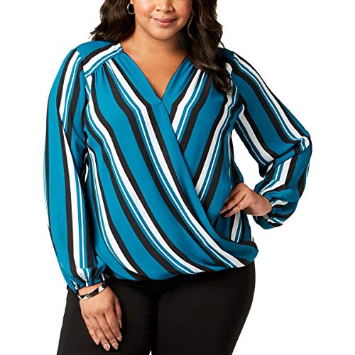 Plus Size Striped Surplice Top