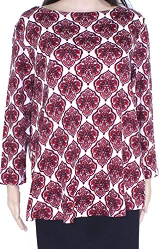 Plus Size Cotton Printed 3/4-Sleeve Top