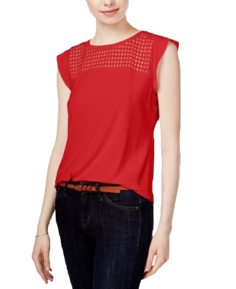 Maison Jules Flutter Sleeve Eyelet Detail Top