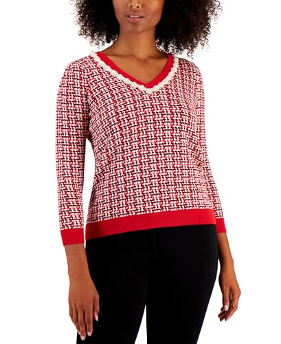 Charter Club Womens Imitation Pearl Neck Sweater