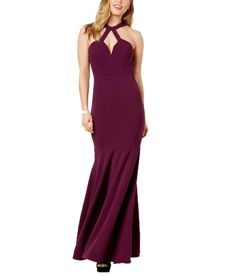 City Studios Juniors Open Back Halter Gown