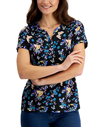 Karen Scott Hatched Meadow Henley Top