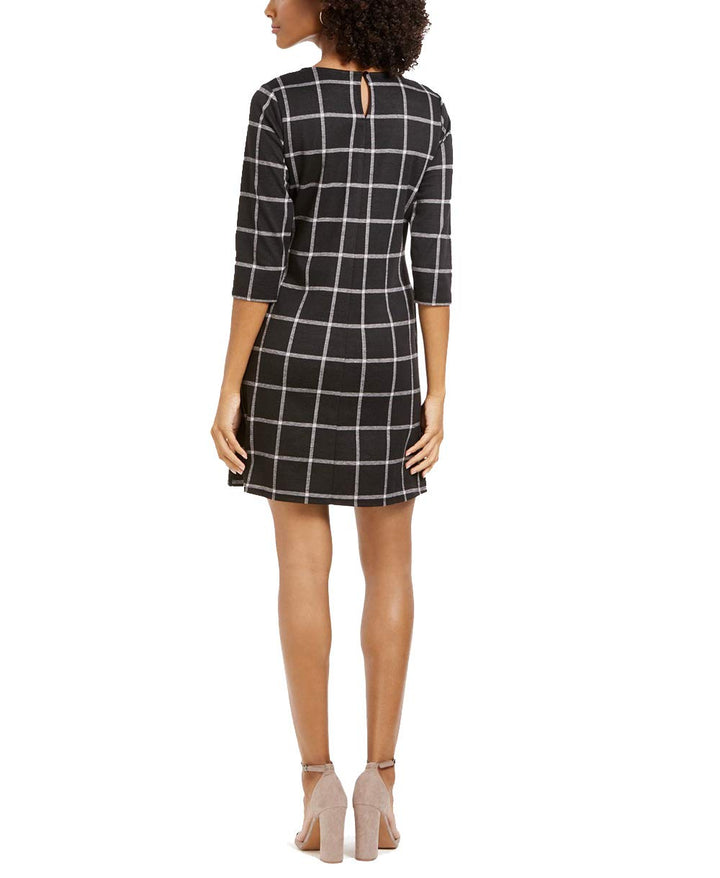 NY Collection Petite Plaid Belted Shift Dress