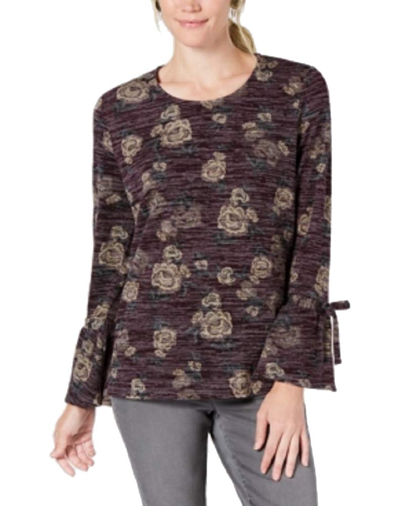 Style & Co Petite Scoop Neck Lantern Tie Long Sleeve Top