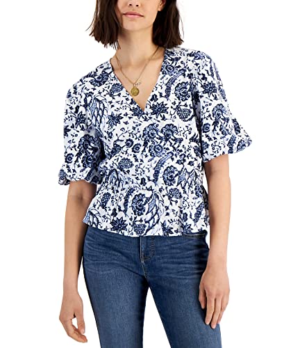 INC International Concepts Womens Printed Puff Sleeve Top