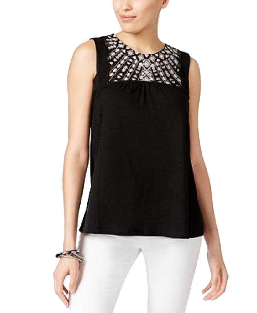 Style & Co Embroidered Mesh Top