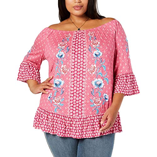 Plus Size Printed Off-The-Shoulder Top