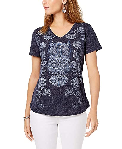 Style & Co Petite Owl Graphic Top