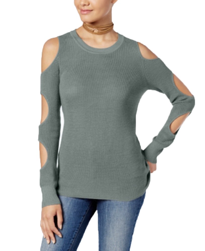 Hippie Rose Juniors Cutout Sleeve Sweater