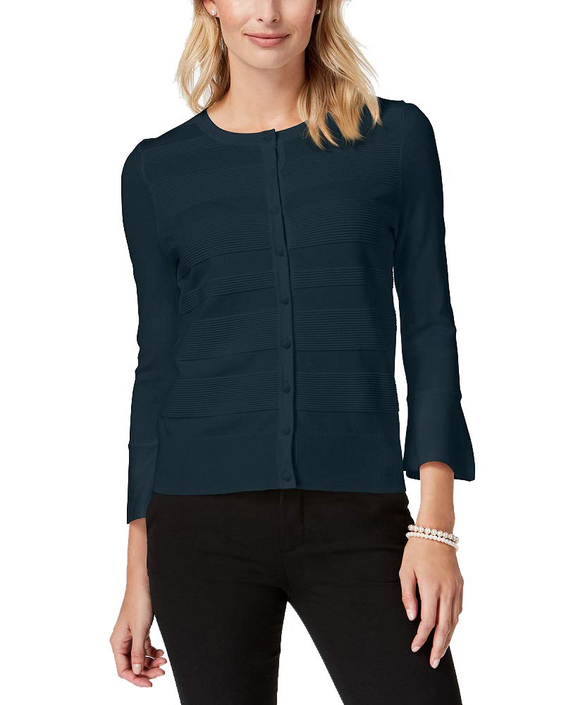 Charter Club Petite Textured Bell Sleeve Cardigan